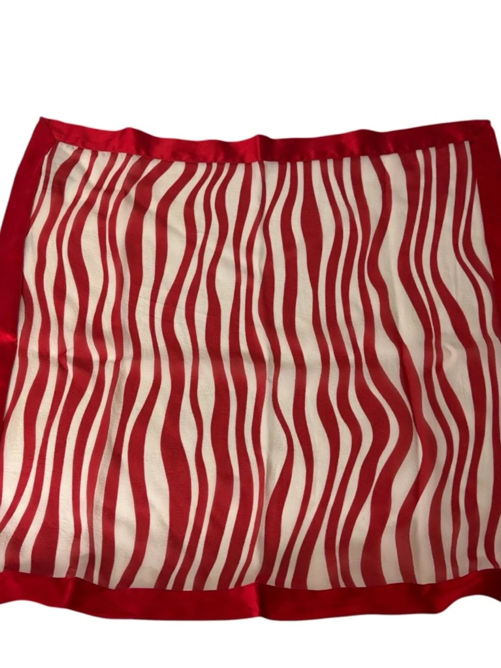 Nordstrom 100 % Silk Scarf Made Italy  Red / White 18”X18”. - Picture 3 of 5